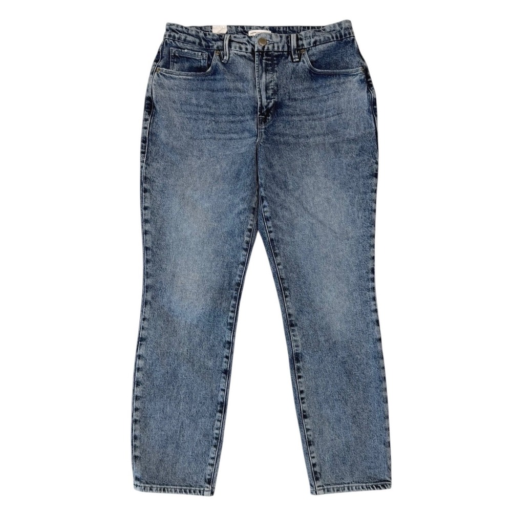 Good American Womens 8 / 29 High Rise Straight Leg Acid Wash Jeans Indigo GC235T